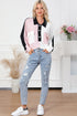 'Thalia' Black & Pink Colorblock Blouse - Celes Fashion